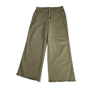 Judy Blue Olive Wide Leg Jeans. Cropped